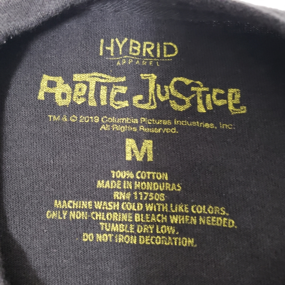 Hybrid Apparel Poetic Justice Tupac 2Pac t-shirt Men's Medium Black Multicolor - Picture 4 of 7